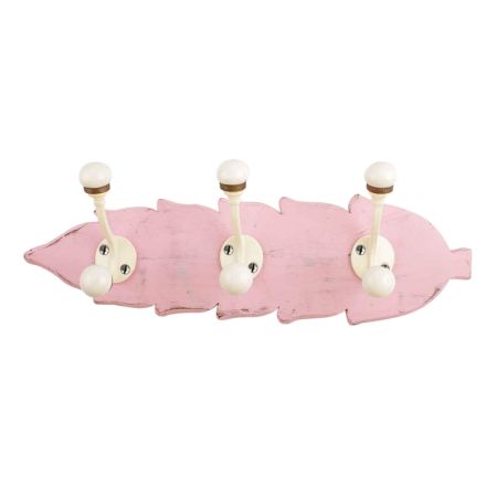 Pink Cream Double Loop Ceramic Iron Wooden Hooks